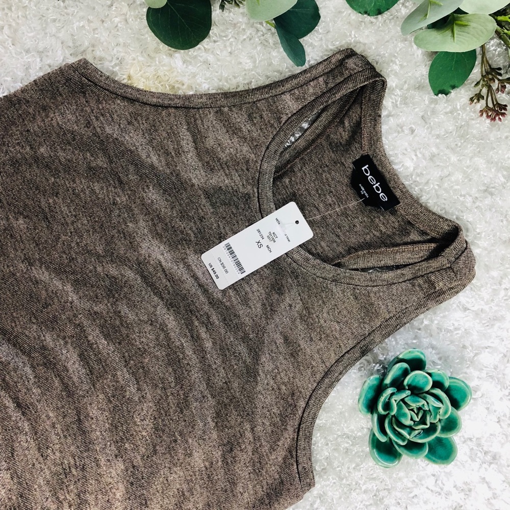 BEBE | Metallic Asymmetrical Tank | Gold/Bronze - Picture 3 of 3